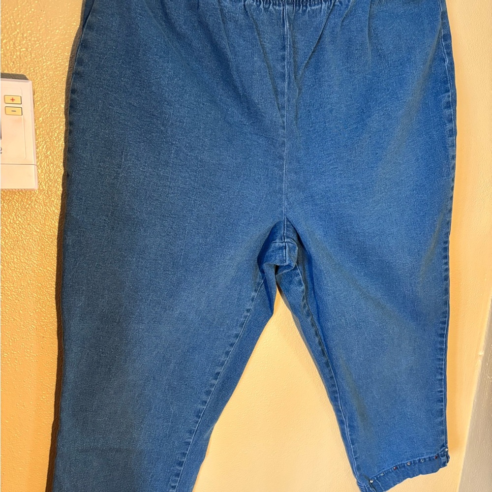 Quacker Factory denim stretch capris 1X